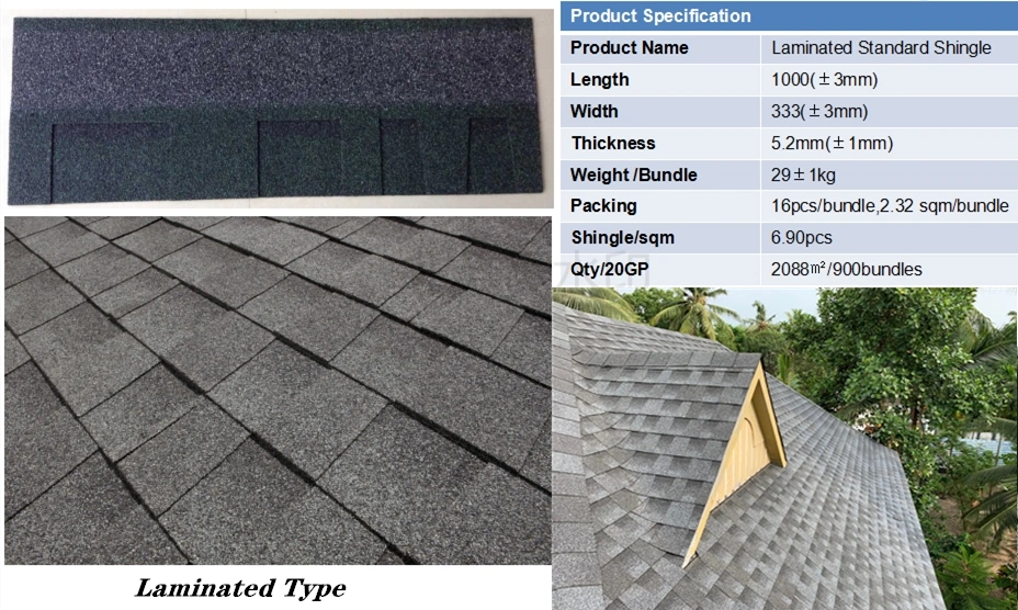 Manufacturer of Fiberglass Asphalt Shingles Laminated Layer Roof Tile Wholesale Roofing Material